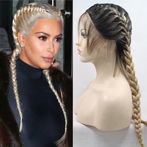 ✨Kardashian 26” Ombré DUTCH BRAID LACE FRONT WIG✨ main image 7